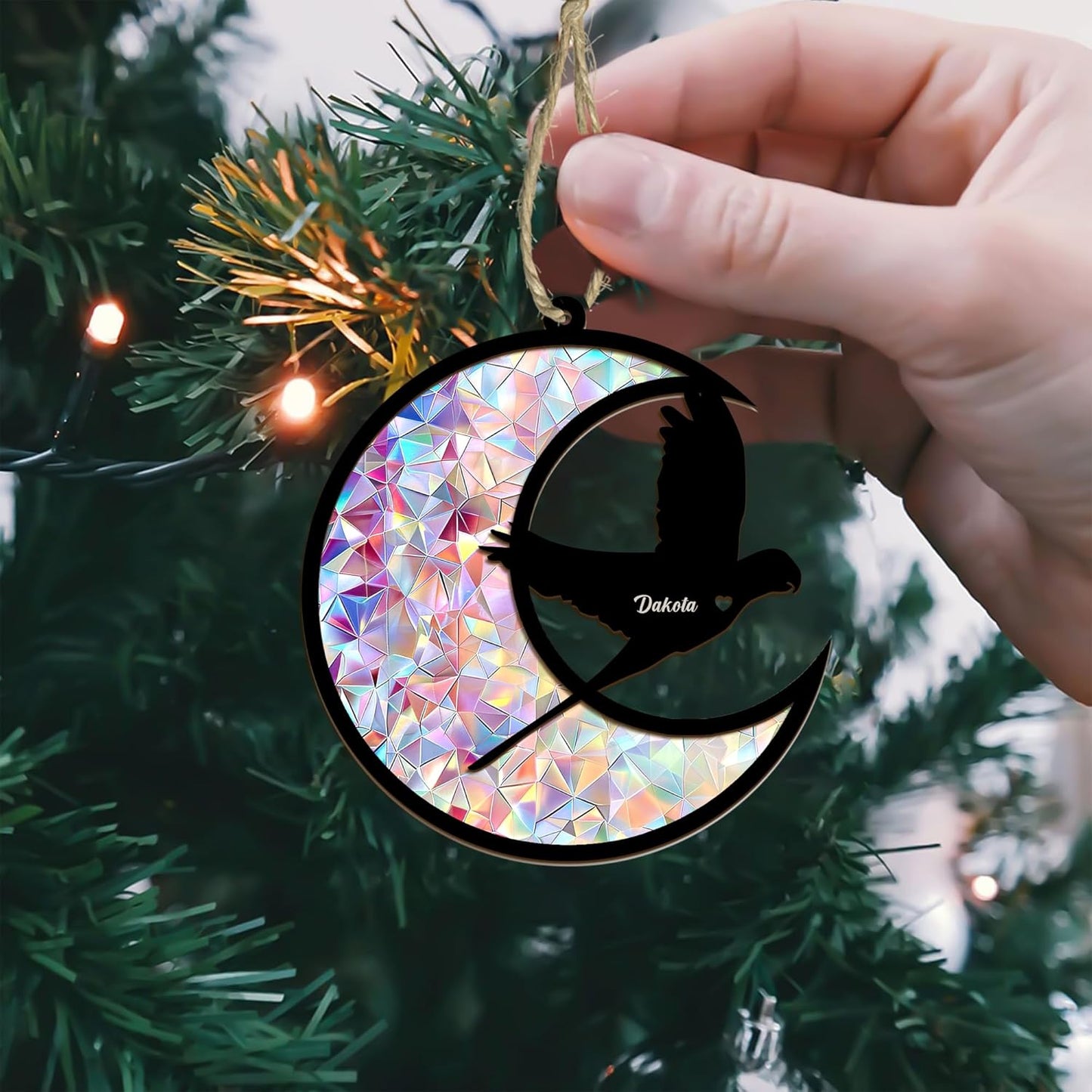 Personalized Parrot Memorial Suncatcher/Ornament - Custom Name Loss Cockatiels Bereavement Ornaments, Stained Glass Light Catcher Sympathy Gift, Pet Remembrance Keepsake Memory Window Hangings