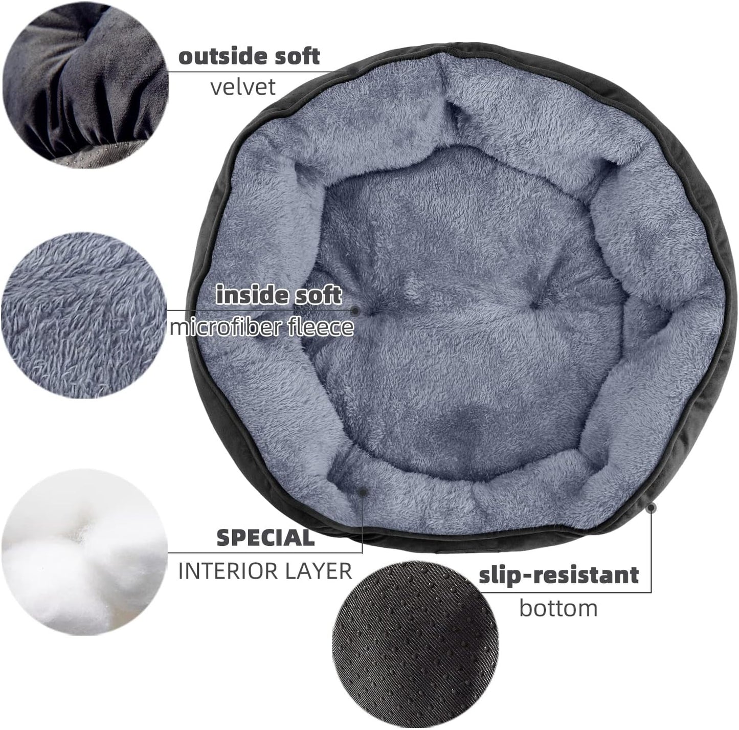 Asvin Medium Dog Bed for Medium Dogs, Large Cat Beds for Indoor Cats, Pet Bed for Puppy and Kitty, Extra Soft & Machine Washable with Anti-Slip & Water-Resistant Oxford Bottom, Black, 25 inches