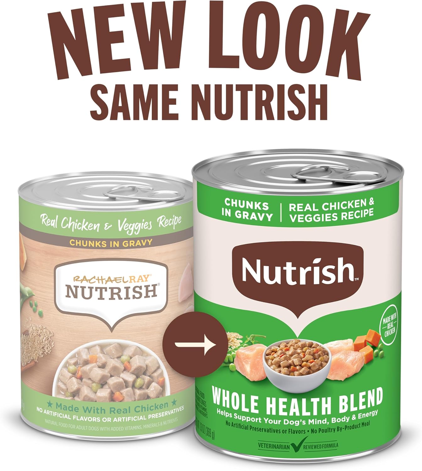 Nutrish Rachael Ray Wet Dog Food Chunks in Gravy Real Chicken & Veggies Recipe, 13 oz. Can, 12 Count