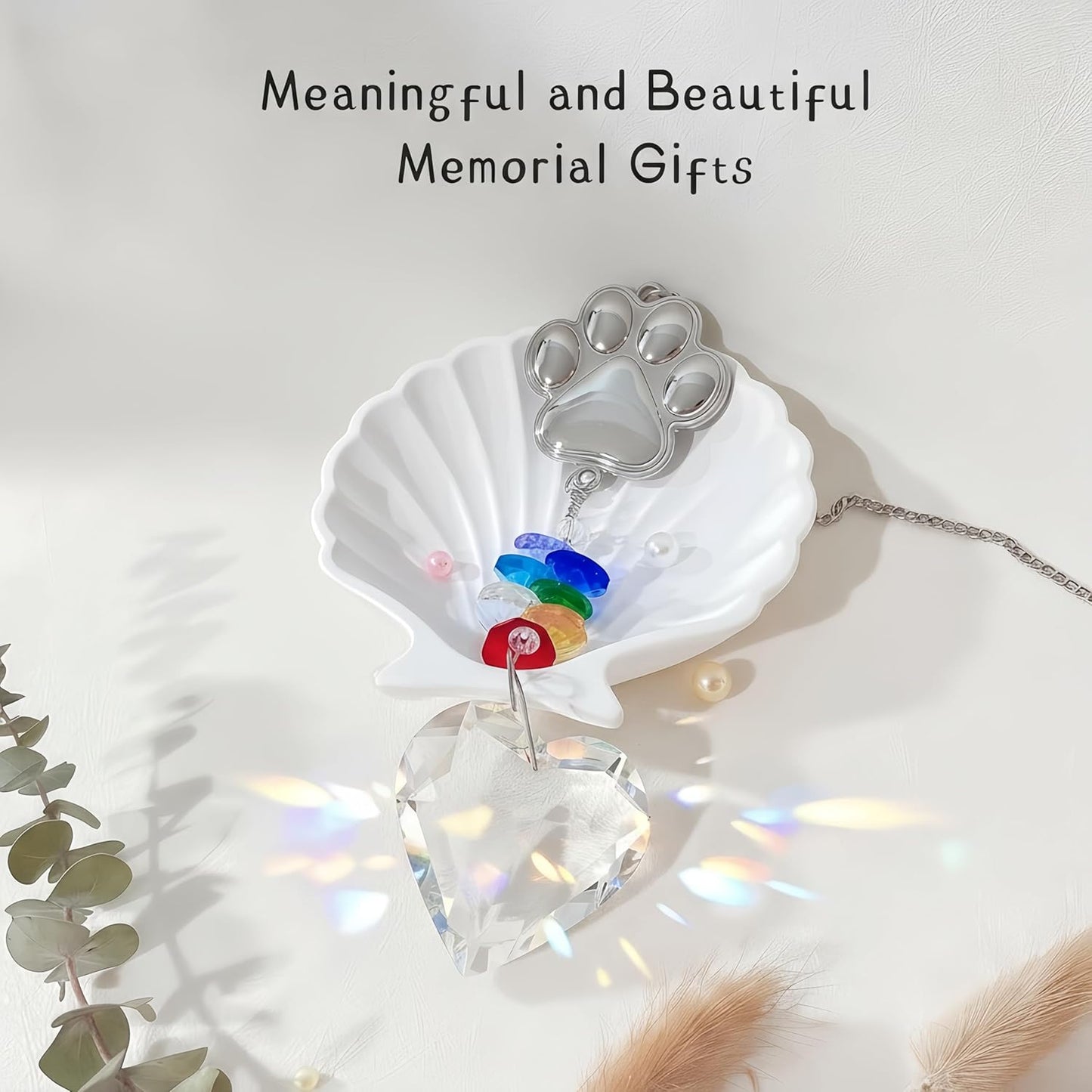 Pet Memorial Gifts for Dogs Cat: Loss of Dog Sympathy Gift- Rainbow Bridge Heart Shape Crystal Suncatcher, Pet Remembrance Ornament in Memory of Puppy, Thoughtful Passing Away Sympathy Keepsake