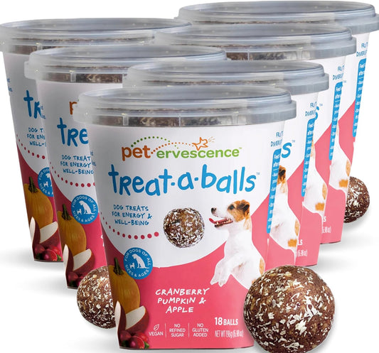 Cranberry, Pumpkin, & Apple Healthy Dog Treats - Vegan, Non-GMO, Human Grade - All Breeds, Sizes, & Ages - All Natural, Lean, Gluten-Free, Soft & Chewy - 6pk (108 Dog Treats Bulk)