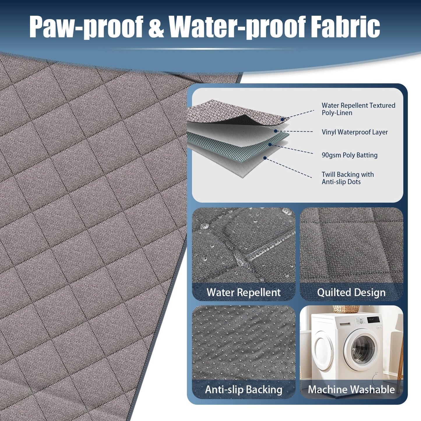 Large Back Seat Extender for Dogs, Paw-Proof & Waterproof Pet Seat Cover with Door Protection for Full-Size Crewcab Trucks, Dog Hammock Reinforced with Glass-Fiber Rods