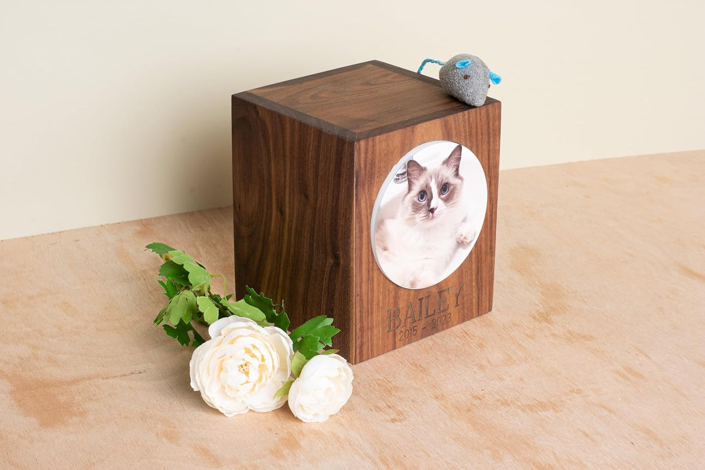 Personalized Small Urn with Name - Pet Memory Box with Photo Print
