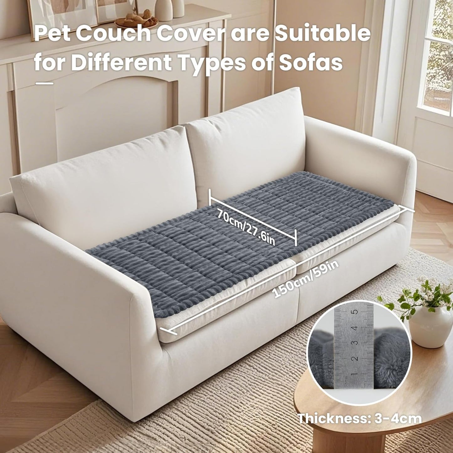 Couch Cover for Dogs Washable, Non-Slip Pet Couch Covers for Sofa, Durable Dog Couch Cover Protector, Fuzzy Sofa Slipcovers for Dog, Pet Friendly