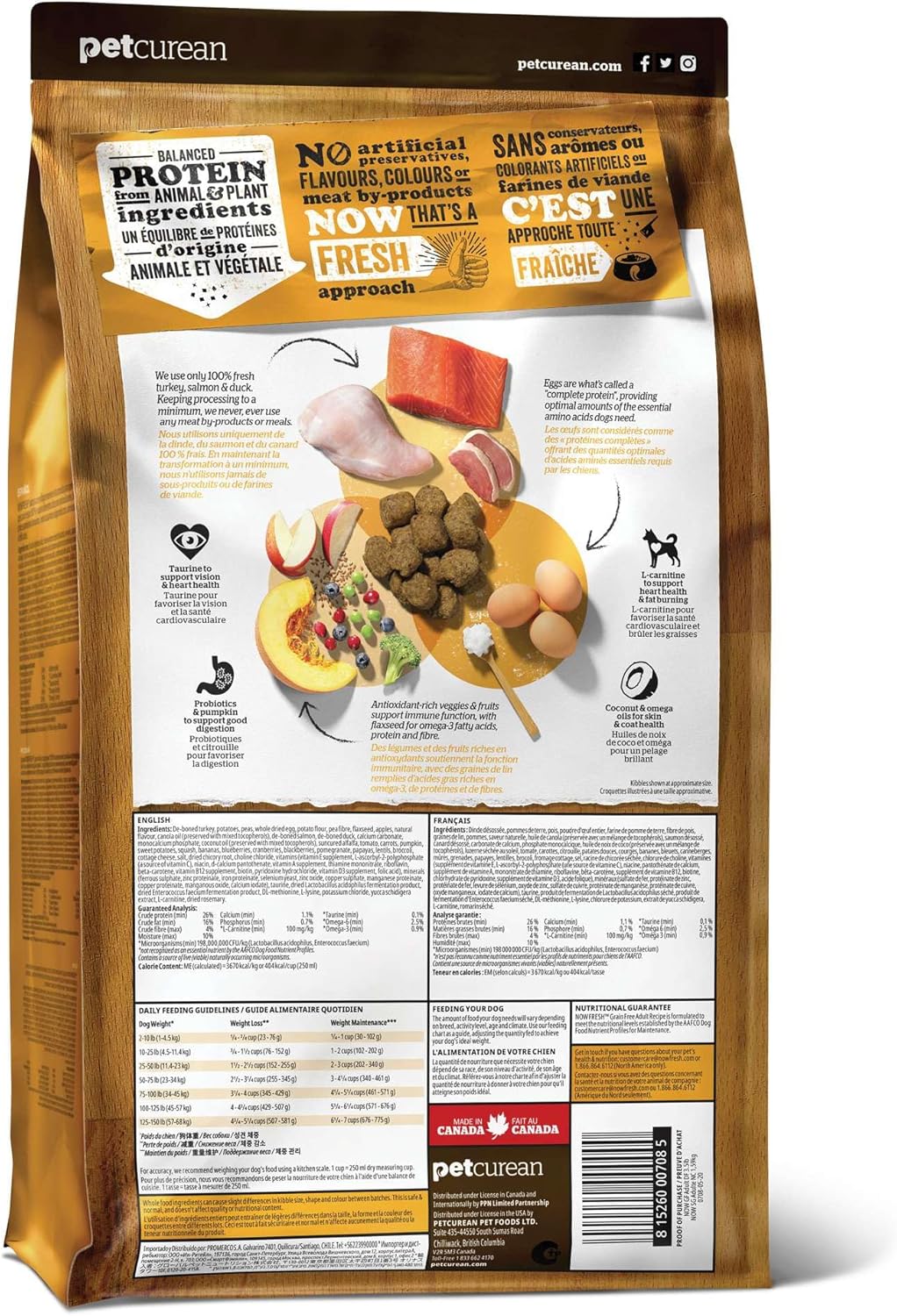 Now Fresh Grain-Free, Dry Dog Food, Real Meat and Fish, Turkey, Salmon and Duck Adult Recipe, All Breed Size, 3.5 lb Bag