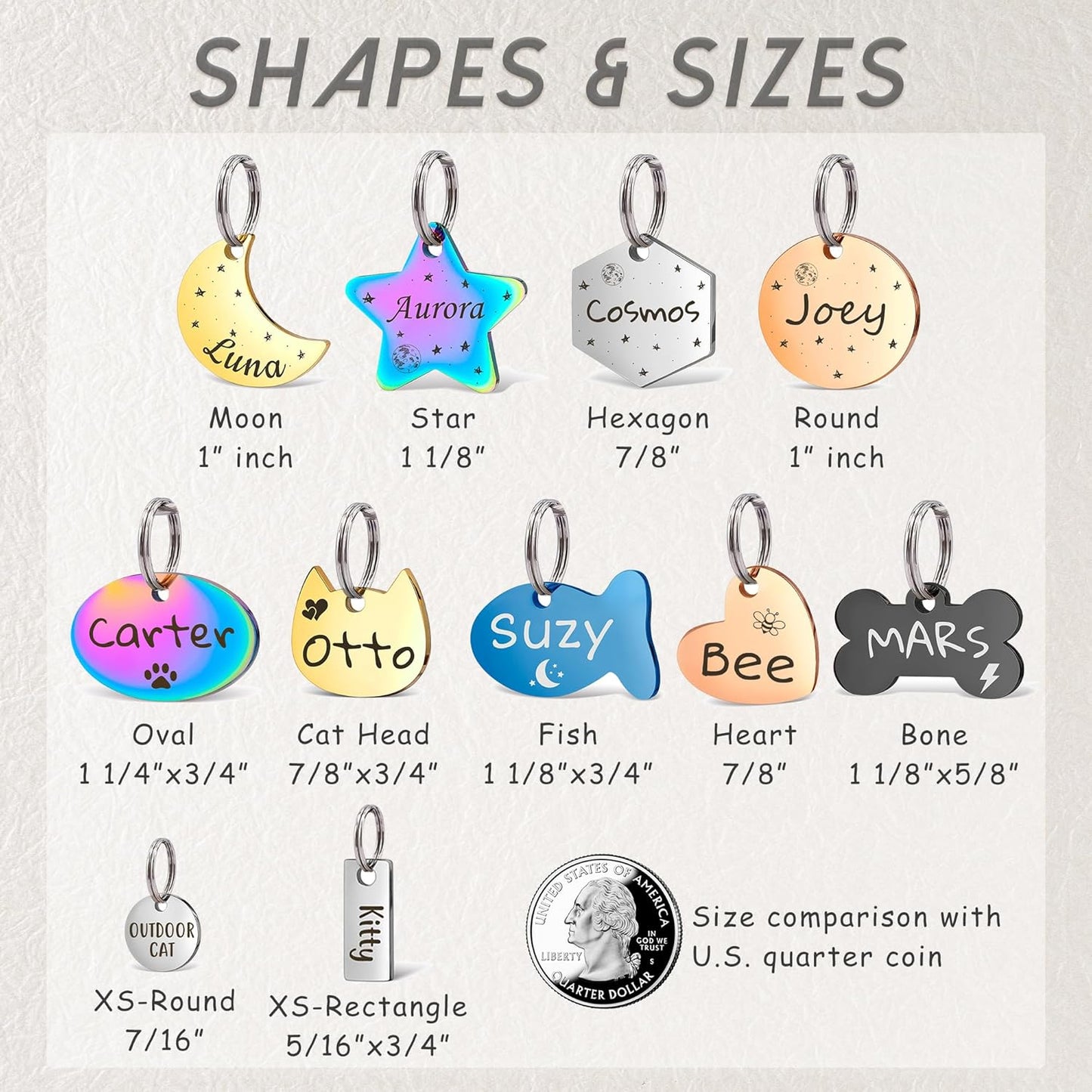 Anavia Small Size Dog Cat ID Tags, Small/XS Personalized Color Plated Stainless Steel Puppy Kitten Name Tags, Customized Engraved Nameplate Pet Collar Tag (Silver, Round)