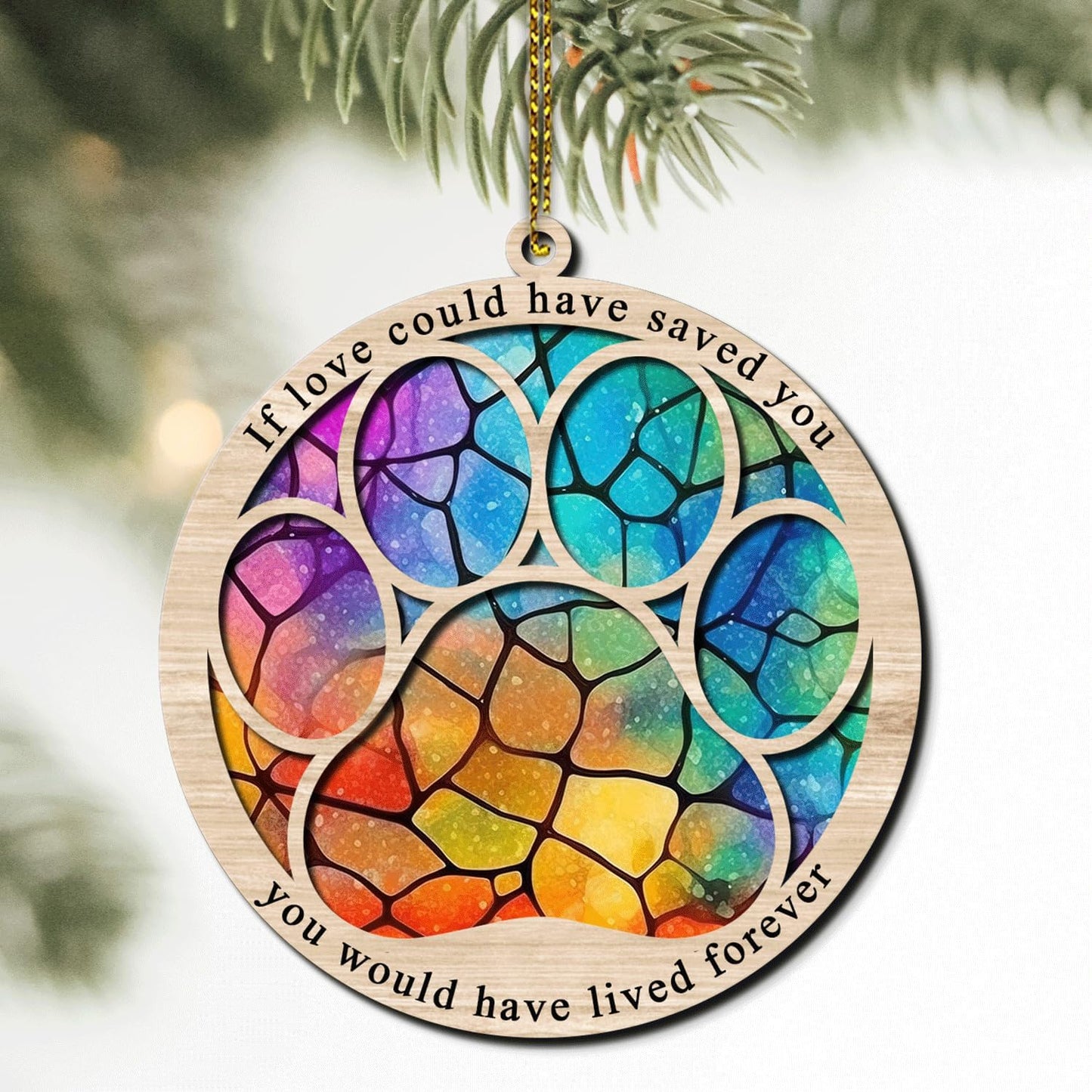 Hyturtle Pet Memorial Suncatcher - Paw Ornament for Loss of Dog or Cat - Sympathy Remembrance Gift for Christmas