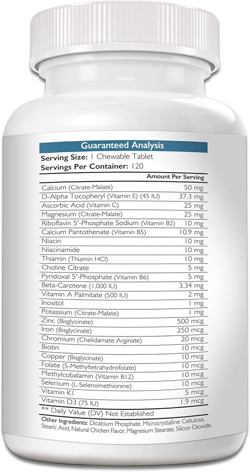 Multivitamins for Dogs, Daily Vitamin and Mineral Support, Nutritional Dog Supplements for All Canine Breeds and Sizes, Promotes Immune Health in Pets, 120 Chewable Tablets