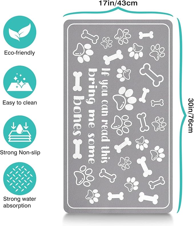 Pet Feeding Mat for Floors Waterproof Dog Mat for Food and Water Absorbent Quick Dry Non Slip mat for Cat Bowls