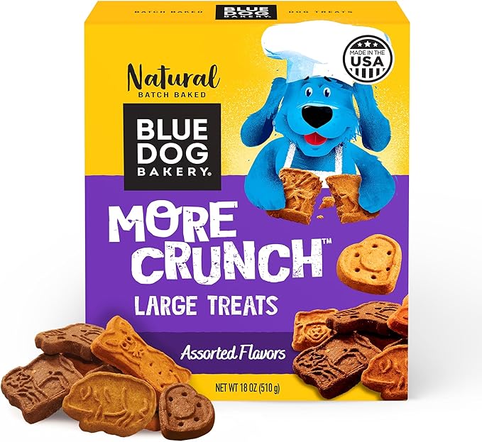 Blue Dog Bakery Natural Dog Treats, More Crunch Large, Assorted Flavors, 18oz Box, 1 Box