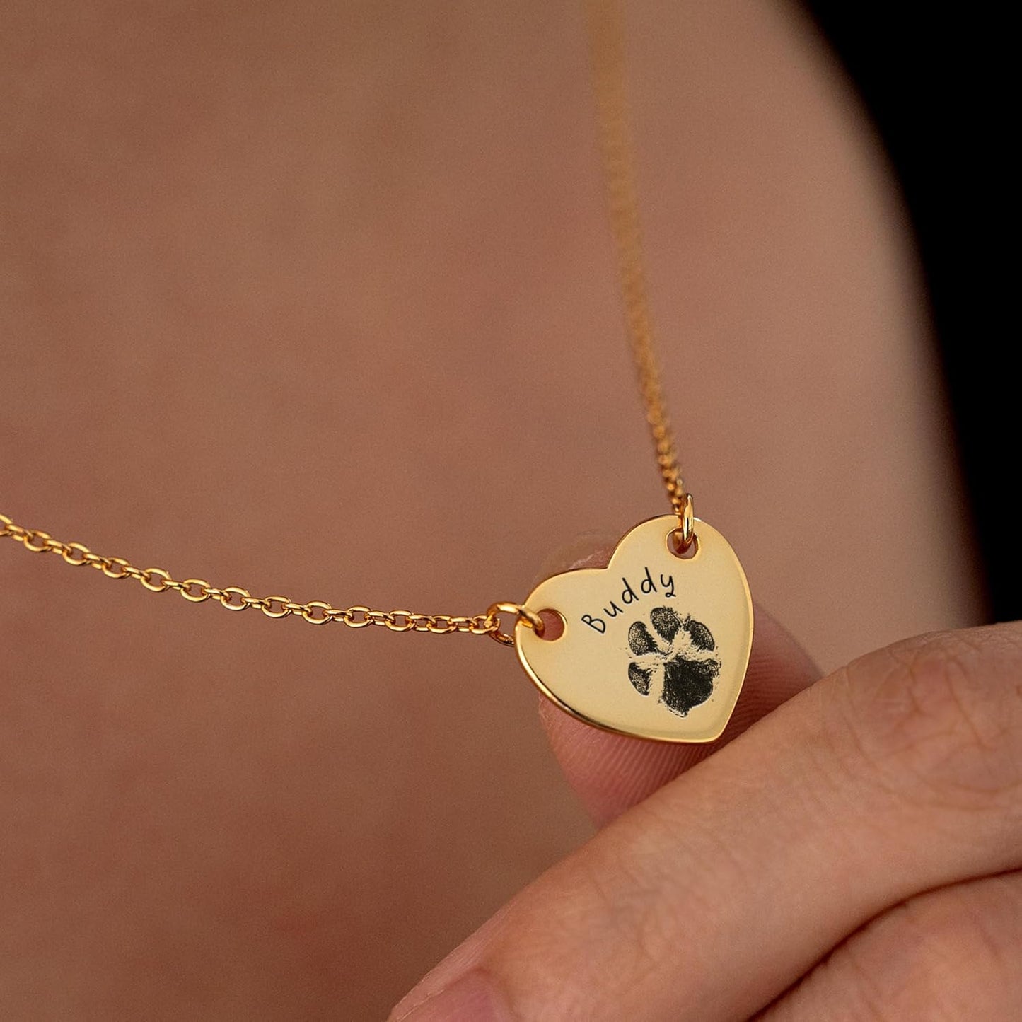Customized Paw Print Necklace Personalized Pet Name Necklace Custom Engraved Dog Cat Paw Pendant Necklace Pet Memorial Gift for Pet Lovers