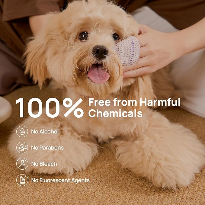 HICC PET Eyes Wipes for Dogs and Cats, Vet-Recommended Pet Eye Wipes Hypoallergenic with Fermented Coconut Oil, Pet Tear Stain Cleaner, Remove Debris, Discharge, Crust and Gunk, Unscented, 100ct