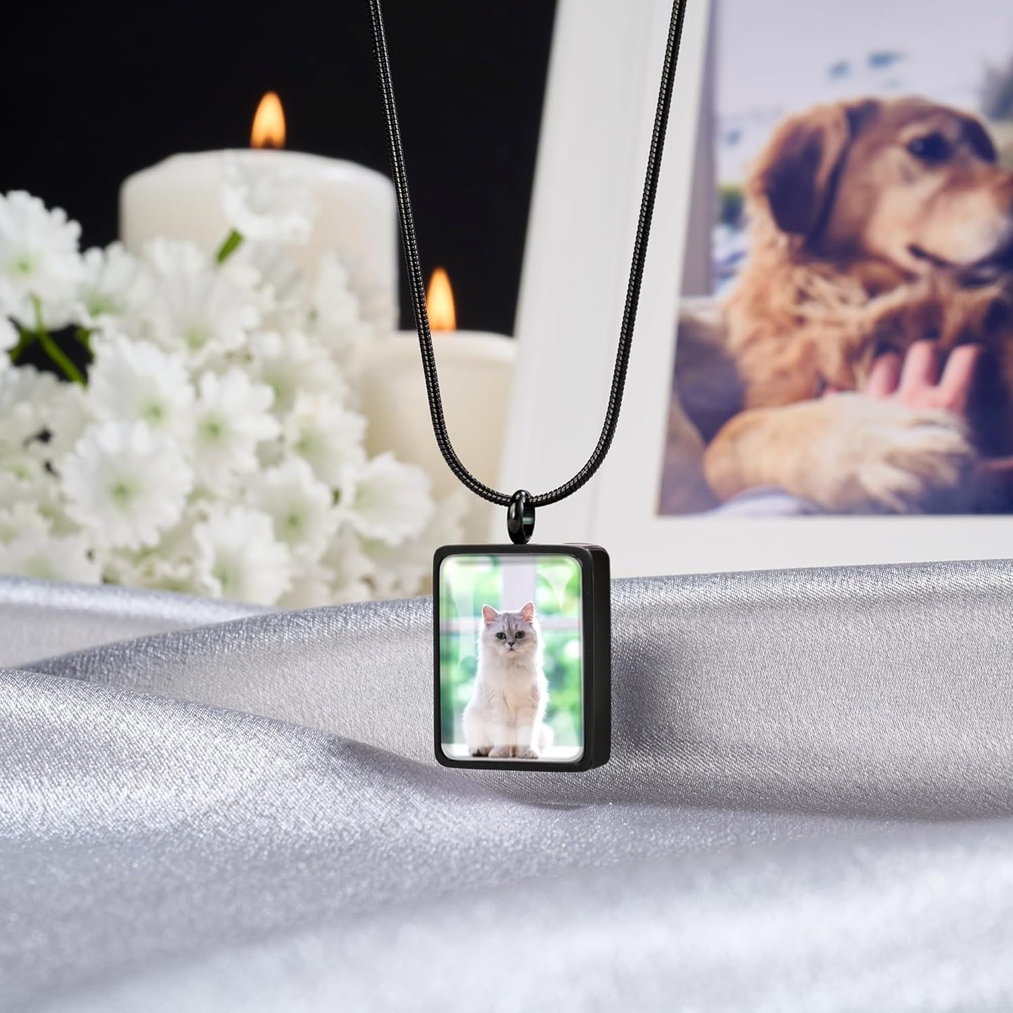 Fanery Sue Pet Ashes Necklace Cremation Jewelry Personalized Picture&Quote Memorial Gifts for Loss of Dog/Cat Urn Necklaces Pets Loss Sympathy Gift Keepsake for Women