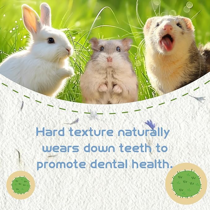 Timothy Grass Dental Chews Hard Round Hay Biscuits for Small Pets Rabbit Hamsters Guinea Pig Chinchilla Feed (7 Packs per Bag)