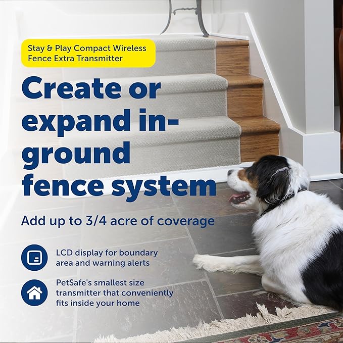 PetSafe Stay & Play Compact Wireless Fence Extra Transmitter - Adds Up to 3/4 Acre to Stay & Play Wireless Fence or Pet Containment System
