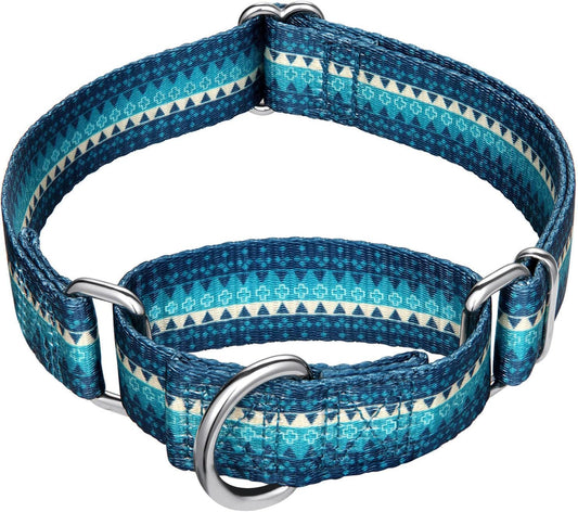 Martingale Dog Collar Turquoise Green, Neck 11"-15.5", Wide :1", Soft Durable No Pull Anti-Escape Pet Collar for Small Dogs