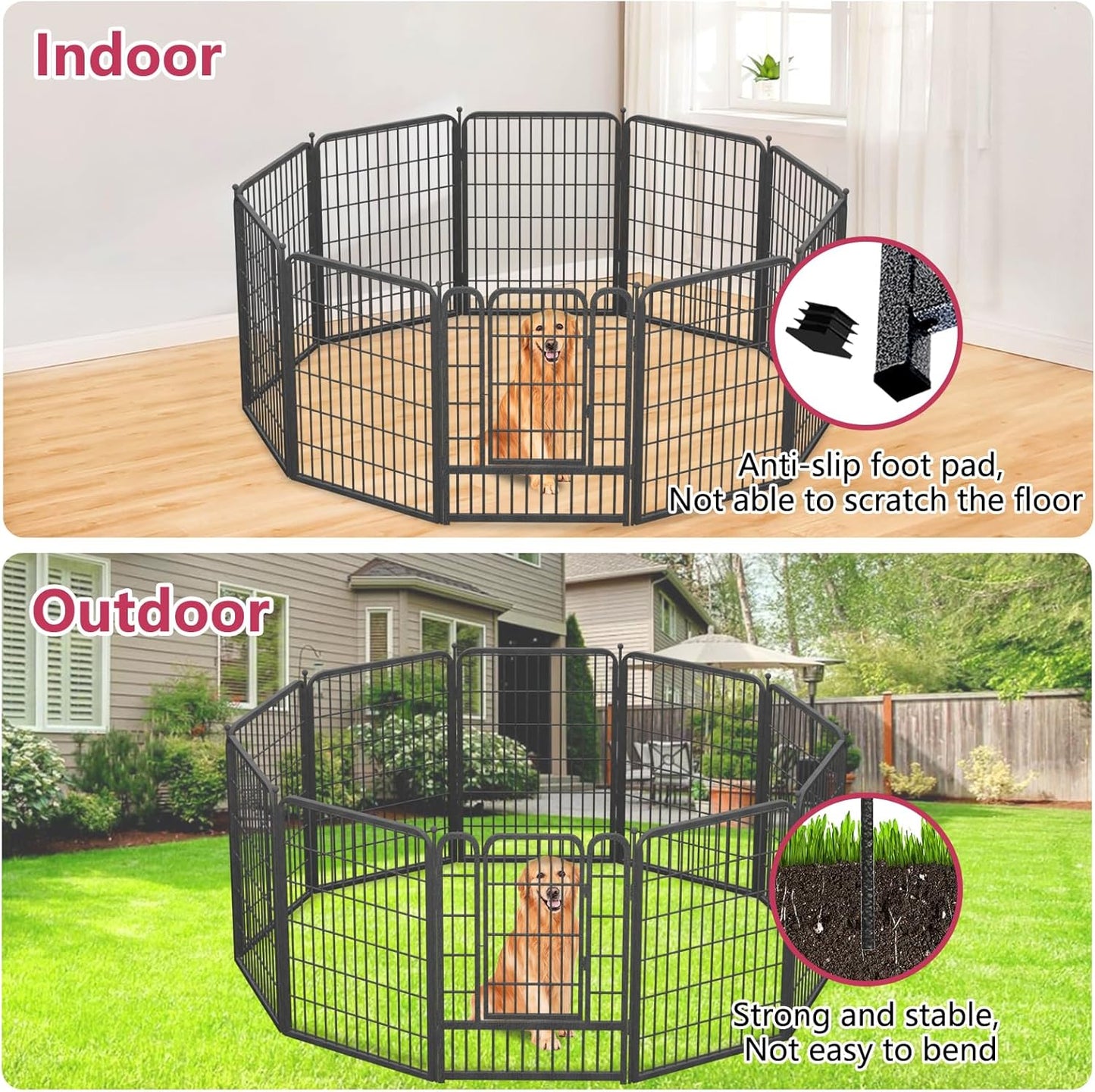 Dog Playpen 40" Height 14 Panels Portable Pet Fence Outdoor for Yard Indoor Dog Pen Puppy Playpen Indoor for Medium/Small Animals, Heavy Duty Pet Pen for RV, Camping, Yard