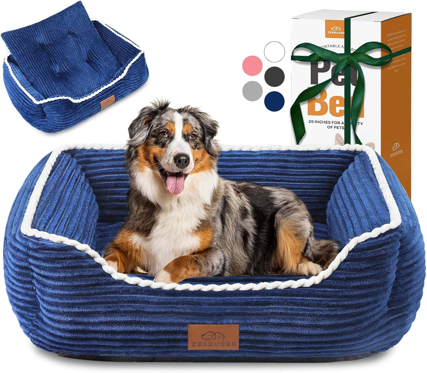 Orthopedic Dog Bed for Large Dogs,Dog Sofa Beds Supportive Foam Pet Couch Bed with Removable Washable Mat and Nonskid Bottom (Large, Blue)