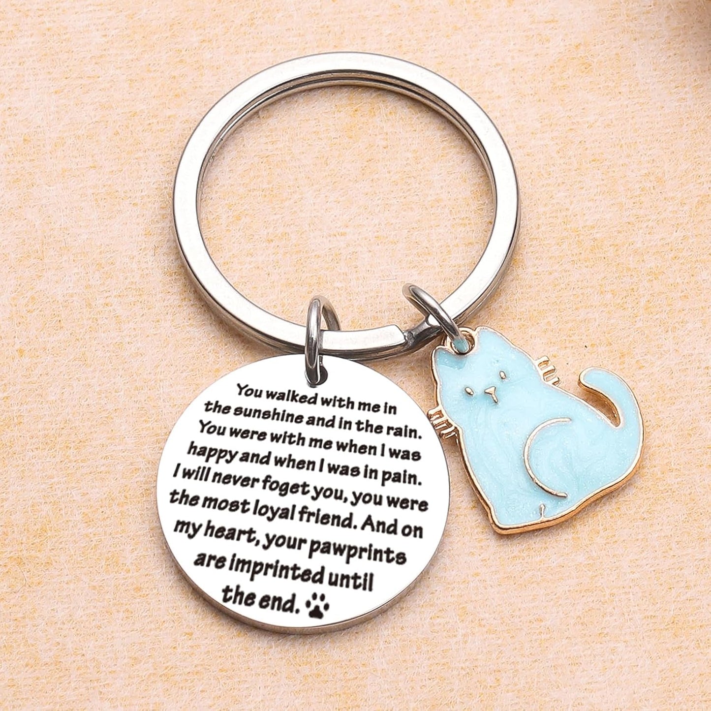 Cat Passing Away Keychain Cat Loss Gifts Pet Remembrance Keychain Loss of Cat Sympathy Keychain