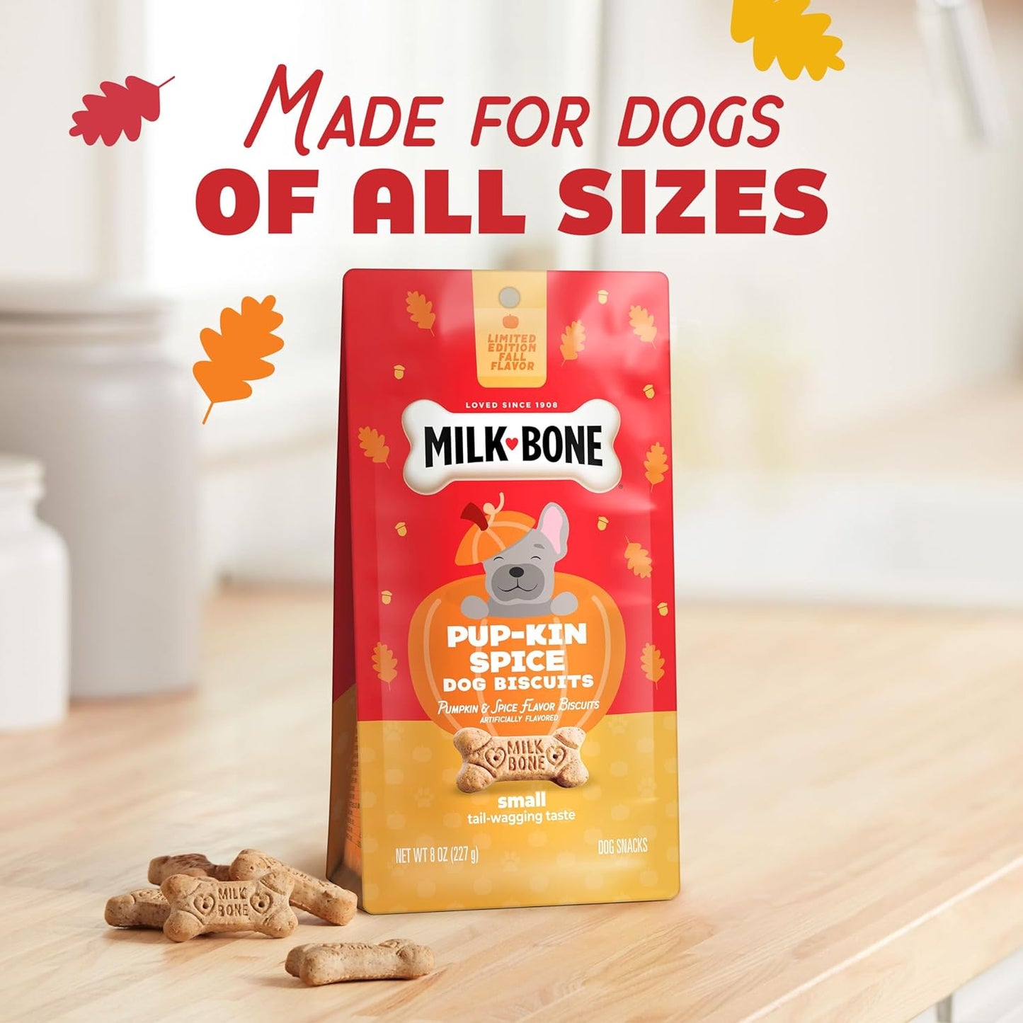 Milk-Bone Limited Edition Pup-kin Spice Flavor Small Biscuit Dog Treats, 8 Ounce
