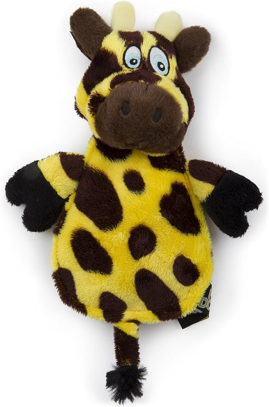 goDog Flattie Giraffe Silent Squeak Plush Dog Toy w/ Chew Guard Technology - Yellow/Brown, Large