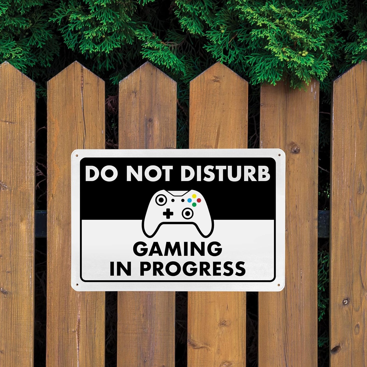 Do Not Disturb Gaming In Progress - Metal Gaming Sign - 8" x 12" - Bedroom Sign Decor, Cool Gaming Room Decor - ENVISIONED Signage