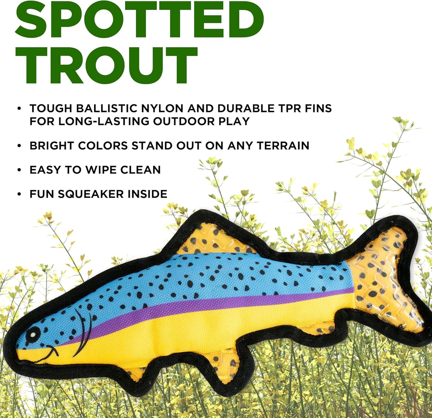 Dog Toys | Plush Toy Fish Trout Stuffed Animal for Dogs | Outdoor Toy - Easy to Clean and Made from Non Toxic Materials