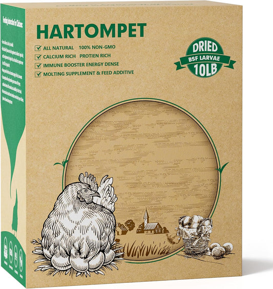 10LB Non-GMO Dried Black Soldier Fly Larvae, Superior Calcium Boost for Chickens, Better Than Dried Mealworms, Poultry Feed Ideal for Molting & Laying Hens, Wild Birds, Ducks | Top Grade BSF