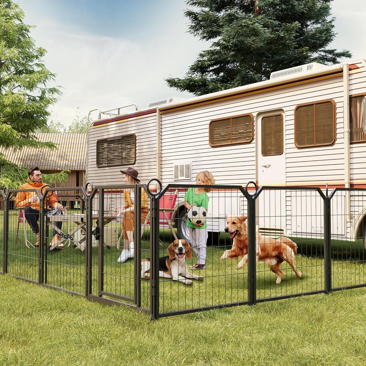 GarveeLife Dog Playpen Outdoor, 40 in 8 Panels Dog Pen Indoor Puppy Exercise Pen Metal Pet Fence for Camping/Yard/Garden