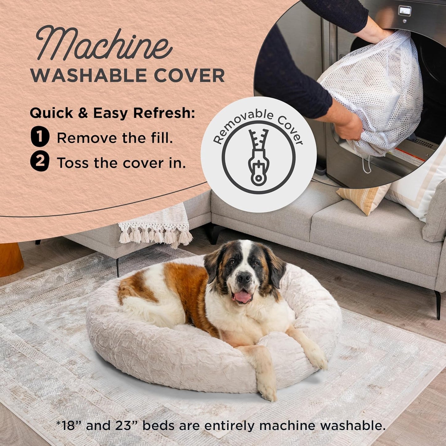 Best Friends by Sheri Bundle Set The Original Calming Lux Donut Cuddler Cat and Dog Bed + Pet Throw Blanket, Oyster, Extra Large, 45x45