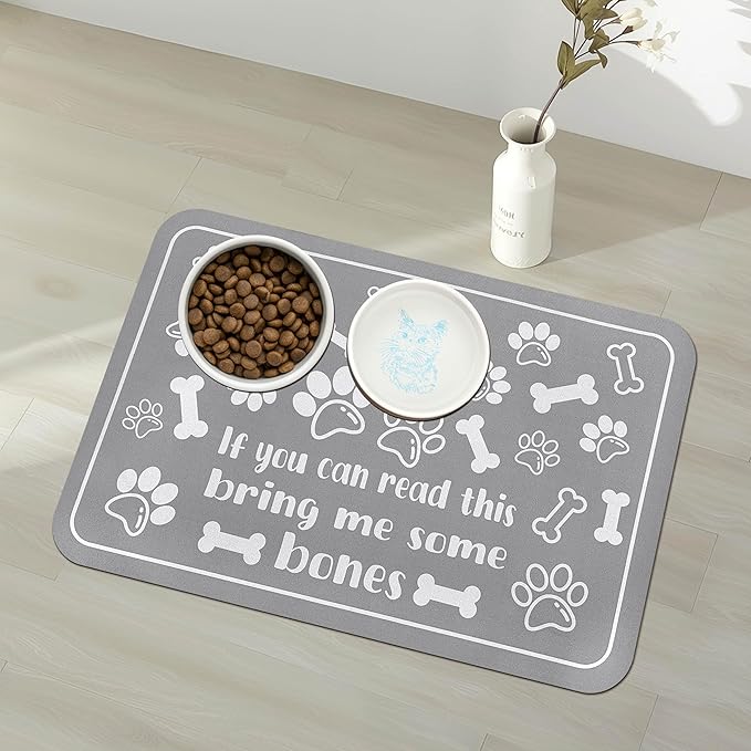 Pet Feeding Mat for Floors Waterproof Dog Mat for Food and Water Absorbent Quick Dry Non Slip mat for Cat Bowls