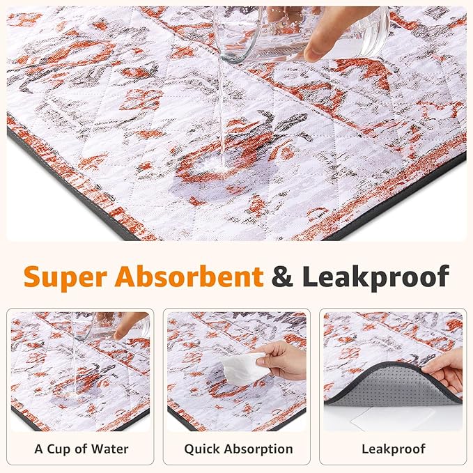 LOOBANI Reusable Pee Pads for Dogs, 2 Pack Super Absorbent Washable Puppy Pads, Waterproof Non-Slip Whelping for Floor Playpen Crate Couch - 41 x 41 (Red-Orange)