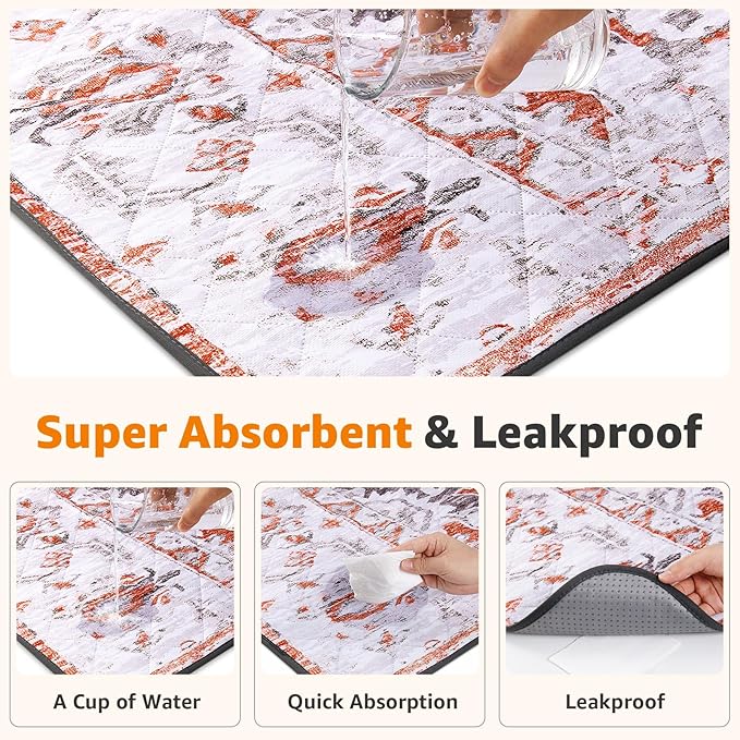 LOOBANI Reusable Pee Pads for Dogs, 2 Pack Super Absorbent Washable Puppy Pads, Waterproof Non-Slip Whelping for Floor Playpen Crate Couch - 36x41 (Red-Orange)