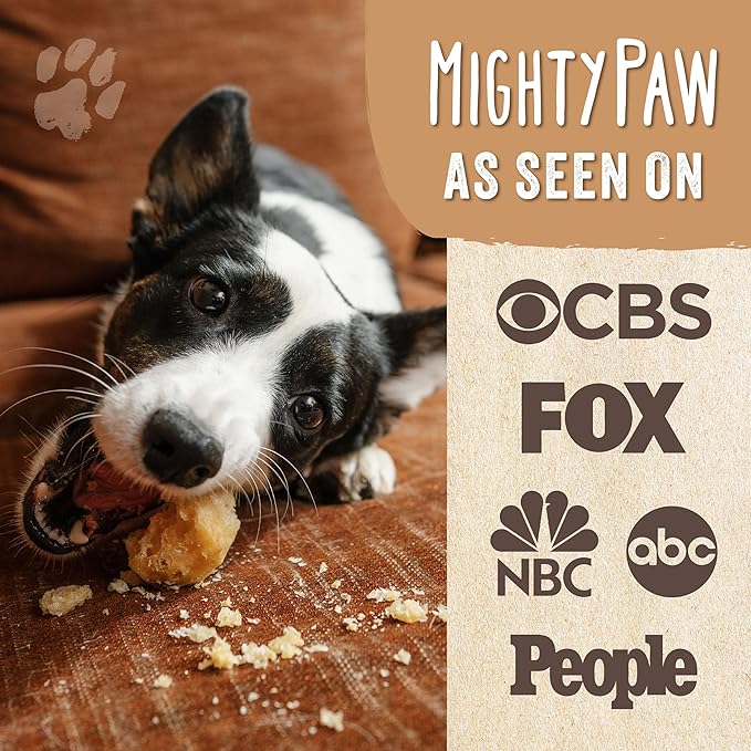 Mighty Paw Yak Cheese Puffs for Dogs - Crunchy All-Natural Pet Treats - Odorless Limited-Ingredient Chews for Puppies & Power-Chewers - Rich in Protein and Calcium - Easy to Chew (8 oz.)