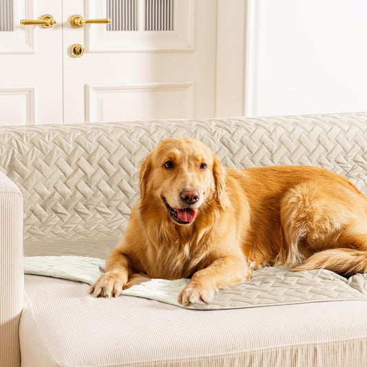 gogobunny 100% Double Sided Waterproof Dog Blanket Soft Bed Pet Cover Reversible Protect Furniture Couch Sofa Car for Puppy Cat Kids (Dark Beige/Light Beige, 30x30 Inch (Pack of 1))