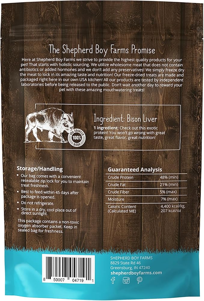 Freeze Dried Dog and Cat Treats, Bison Liver, All Natural Freeze-Dried Dog Treat & Snacks, Made in USA, High in Protein, Essential Nutrition of Raw Food, 3oz