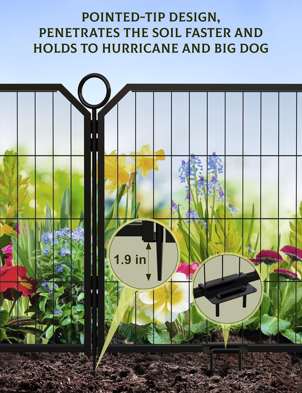 GarveeLife Dog Playpen, 24/32/40 in Height in, Folding Indoor Outdoor Anti-Rust Dog Exercise Fence, Pet Gates with Door for Large Medium Small Dogs and Pet (8 Panels,32 in)