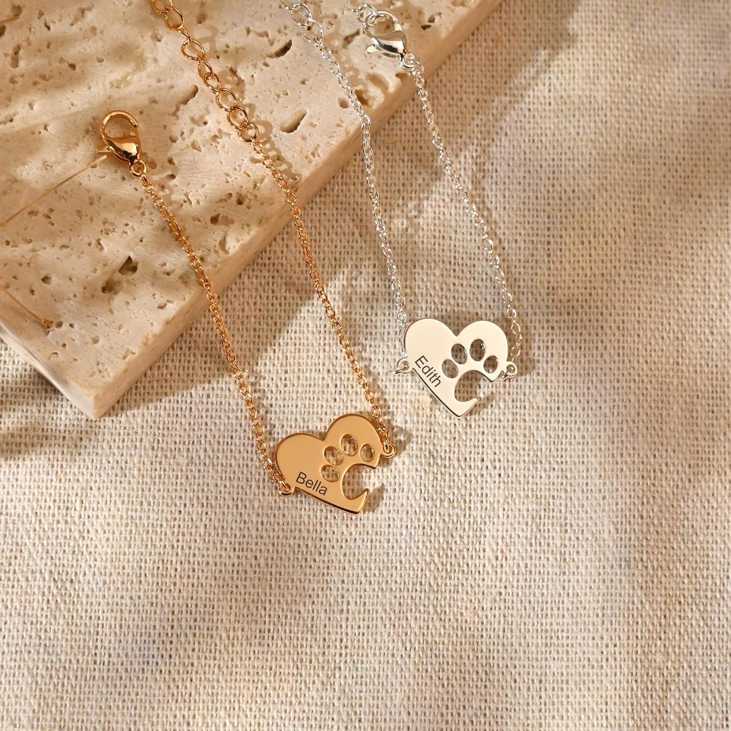 Personalized Pet Name Bracelet Dog/Cat Paw Bracelet Animal Friendly Jewelry Custom Pet Lover Gift Photo Projection Bracelet for Women Mom