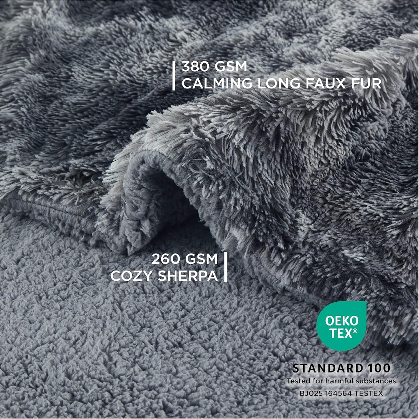 Bedsure Waterproof Dog Blankets for Large Dogs - Cat Blanket for Couch Protector Washable Long Faux Fur,Calming Soft Reversible Throw Furniture Protection for Puppy Pet, 50"x60", Tie-dye Grey