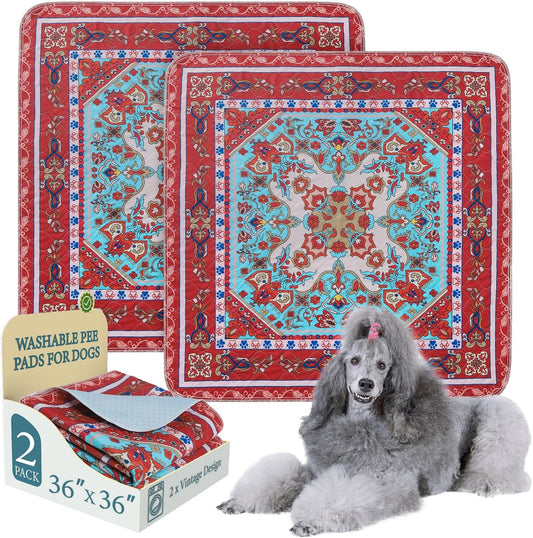 Homimp Washable Pee Pads for Dogs, 2 Pack Reusable Puppy Pads Waterproof, Absorbent and Leakproof Dog Pee Pads, Non Slip Puppy Training Pads, Pet Mat for Floor, Crate, Couch, Whelping,Brown, 36"x36"