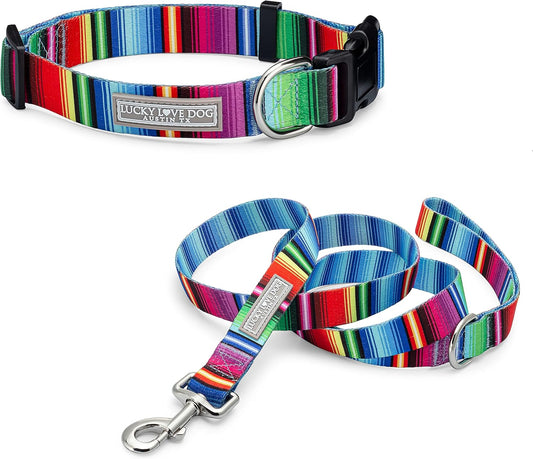 Lucky Love Dog - Adjustable Dog Collar and Leash Set with Easy Click Buckle for Small to Large Dogs, Durable, & Comfortable Collar for Male & Female Dogs, Puppies & Adult Ones - Nacho Combo, XS