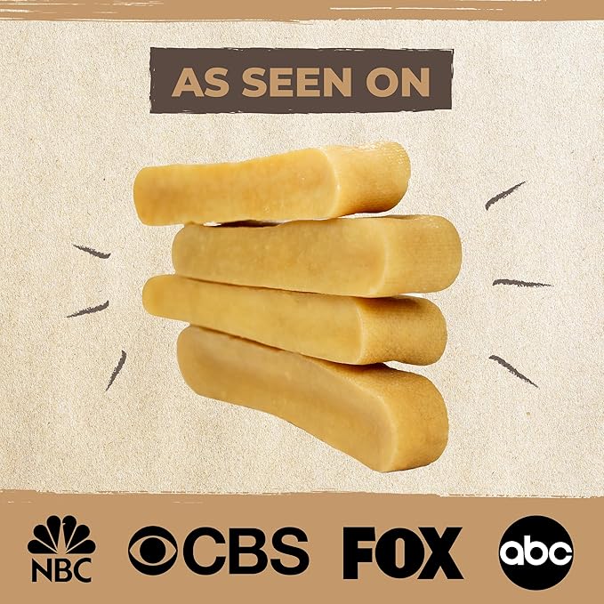 Mighty Paw Yak Cheese Dog Chews – All-Natural Long Lasting Hard Chew for Aggressive Chewers – High Protein, Odor-Free Dog Treat – 3 Ingredient Natural Yak Chews for Large Dogs – (4 Pack)