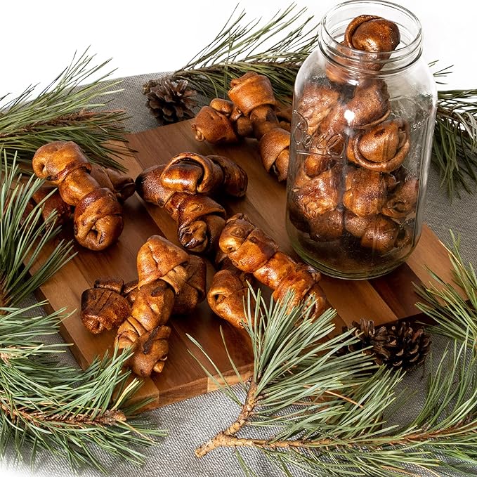 Pet Factory 100% Made in USA Beefhide 4" Knotted Bones Dog Chew Treats - Beef Flavor, 18 Count/1 Pack