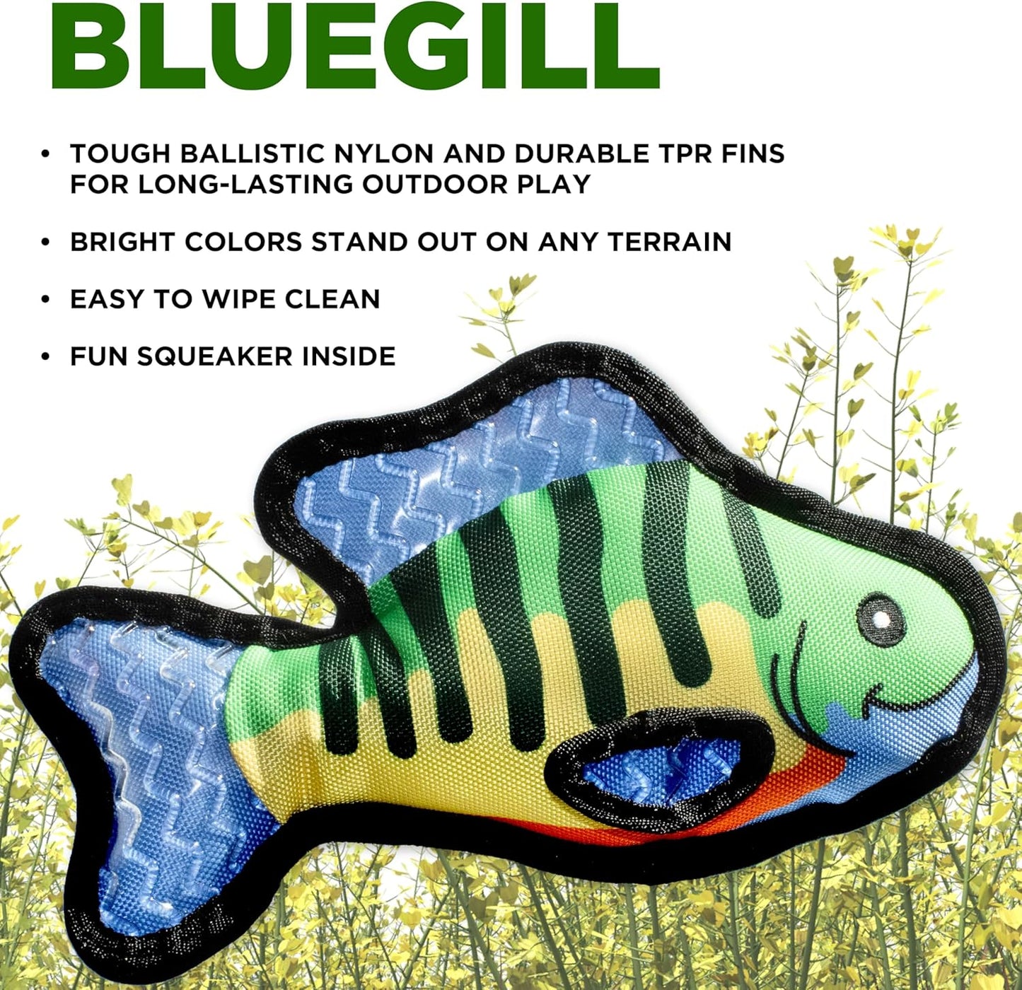 Dog Toys | Plush Toy Fish Bluegill Stuffed Animal for Dogs | Outdoor Toy - Easy to Clean and Made from Non Toxic Materials