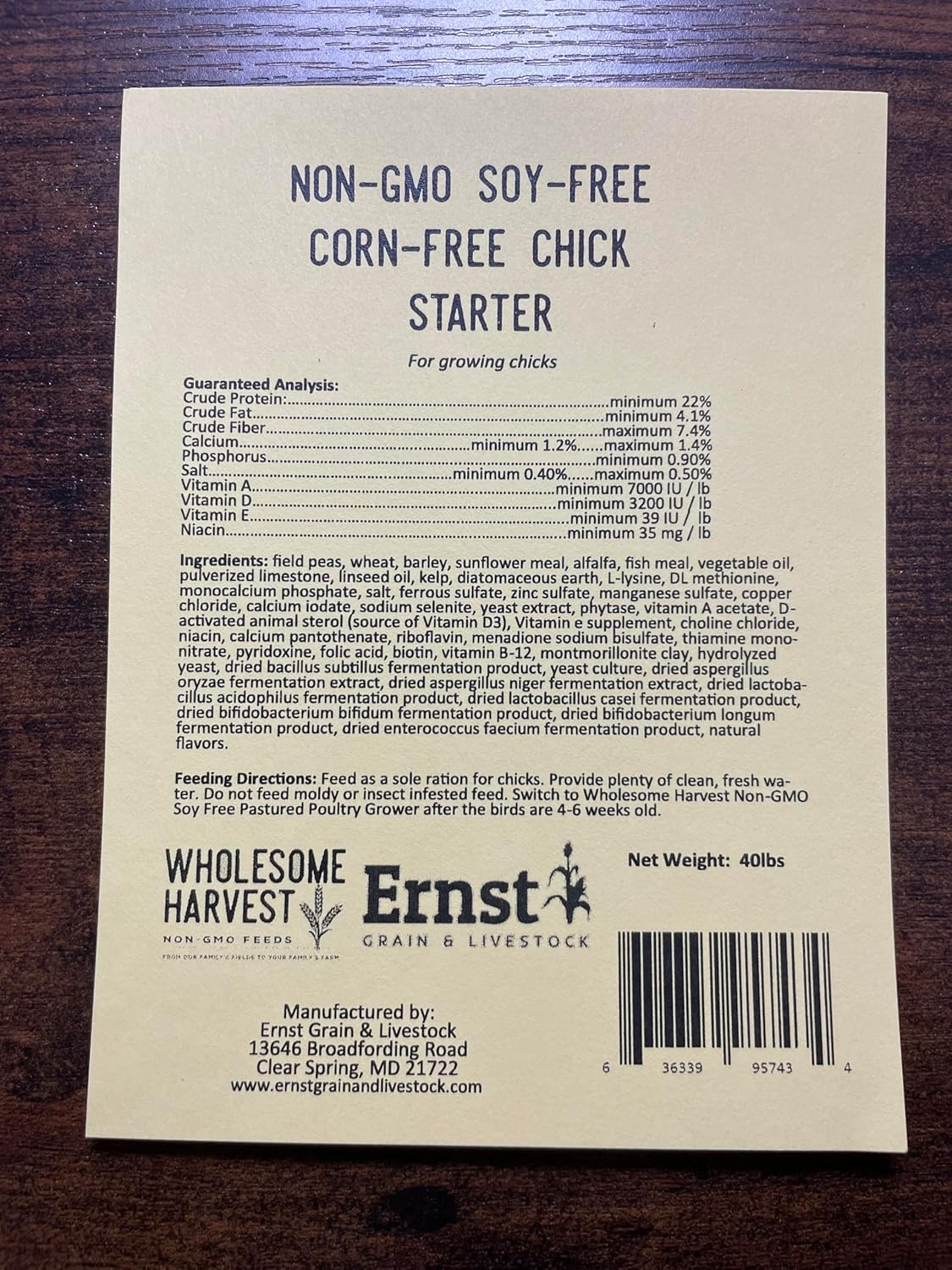Corn & Soy-Free Chick Starter Feed - All Grain & Non-GMO Chick Food Starter with Omega 3 - Chicken Feed for Growing Healthy Chicks with High-Protein 22% and Probiotics - 40 Lb
