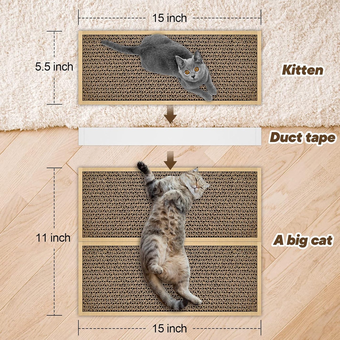 HappyFreeSX Splicing Cat Scratch Pad: Cat Scratchers for Indoor Cats, Cat Scratching Pad, Cat Scratcher Cardboard, Cat Scratching Pad, Premium Scratch from Cats, Double-Sided Design