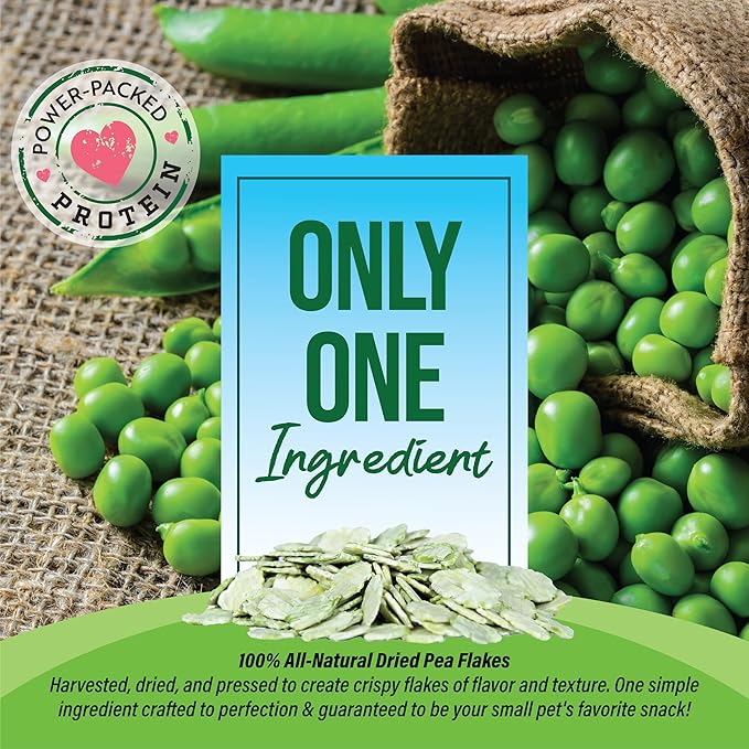 Small Pet Select - Pea Flakes, Treats for Rabbit Bunny, Guinea Pig, Chickens, Bunny, Hamster, and Other Small Pets, 8 oz