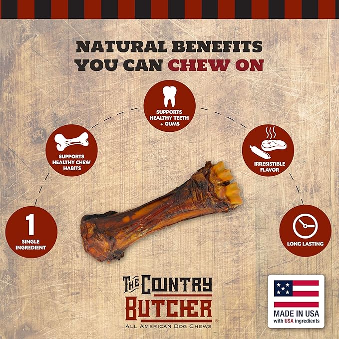 Beef Shank Dog Bonesfor Aggressive Chewers, Large Breed Dog Treat, Natural, Tough, Made in The USA, 6 Pack