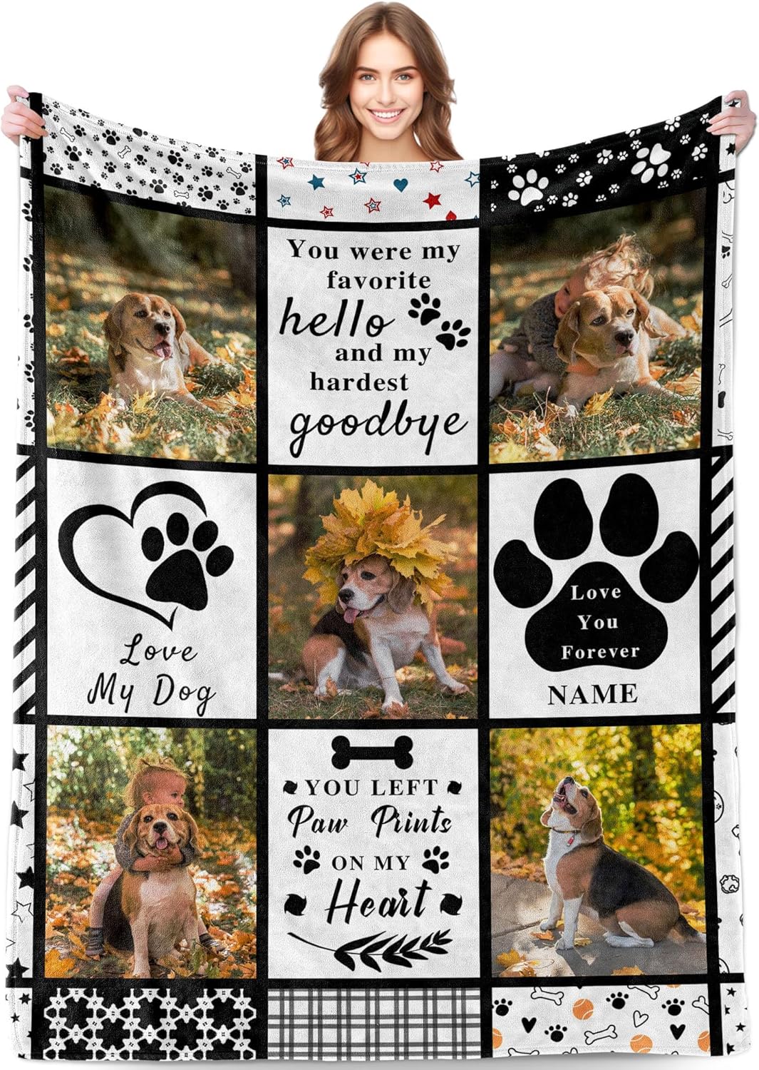 Funny DIY Personalized Pet Memorial Blanket with Photo Pet Memorial Gifts for Dogs Cats Loss of Dog Sympathy Gift Dog Bereavement Remembrance Pets Loss Gifts Custom Dogs Picture Blanket