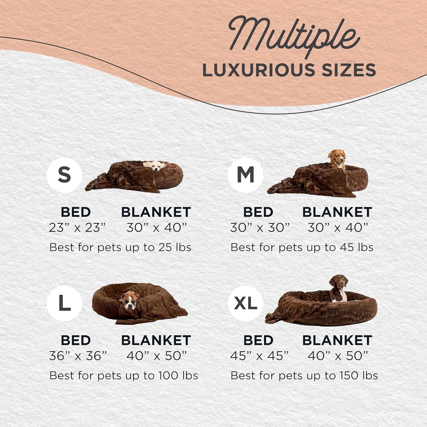 Best Friends by Sheri Bundle Set The Original Calming Lux Donut Cuddler Cat and Dog Bed + Pet Throw Blanket, Dark Chocolate, Large, 36x36